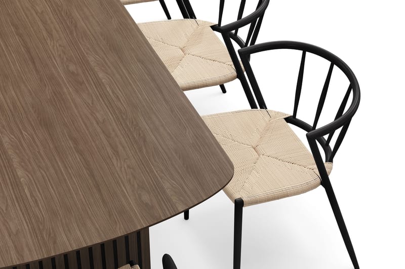 Richeto Matbord 240 cm med 8 Winston Matstolar - Rökt ek / Beige / Metallben Svart - Möbler - Matplats - Matgrupp & matbord med stolar