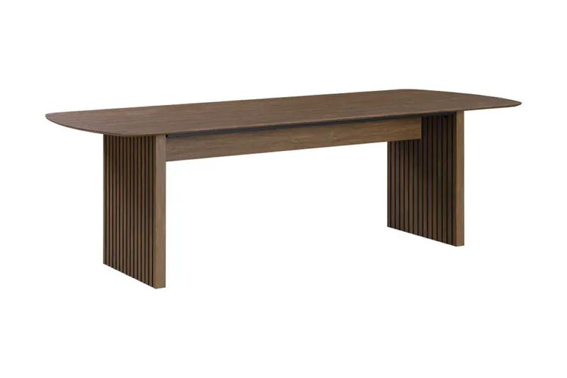 Richeto Matbord Rökt Ek 210 cm valn öt +  8 st Nibe stol brun med valnöt ben - Brun - Möbler - Matplats - Matgrupp & matbord med stolar