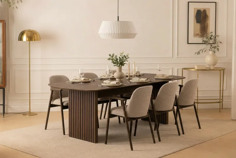 Richeto Matbord Rökt Ek 240 cm med 6 Reciclar Matstolar - Rökt ek - Möbler - Matplats - Matgrupp & matbord med stolar