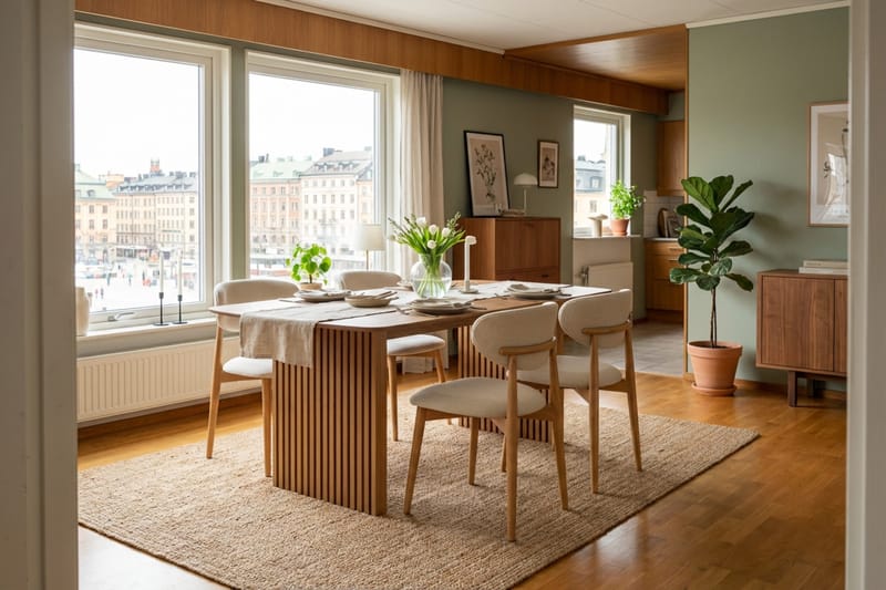 Richeto Matgrupp 180 cm Ek med 4 Molly Matstolar - Ek/Beige - Möbler - Matplats - Matgrupp & matbord med stolar