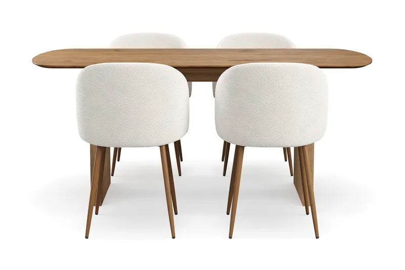 Richeto Matgrupp 180 cm med 4 Greya Matstolar med Armstöd, Ek