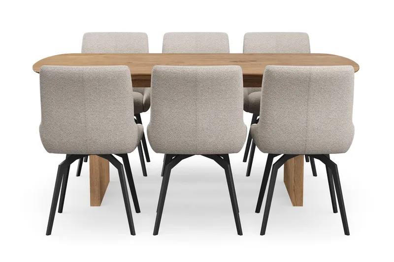 Richeto Matgrupp 180 cm med 6 Mora Snurrstolar - Ek - Möbler - Matplats - Matgrupp & matbord med stolar