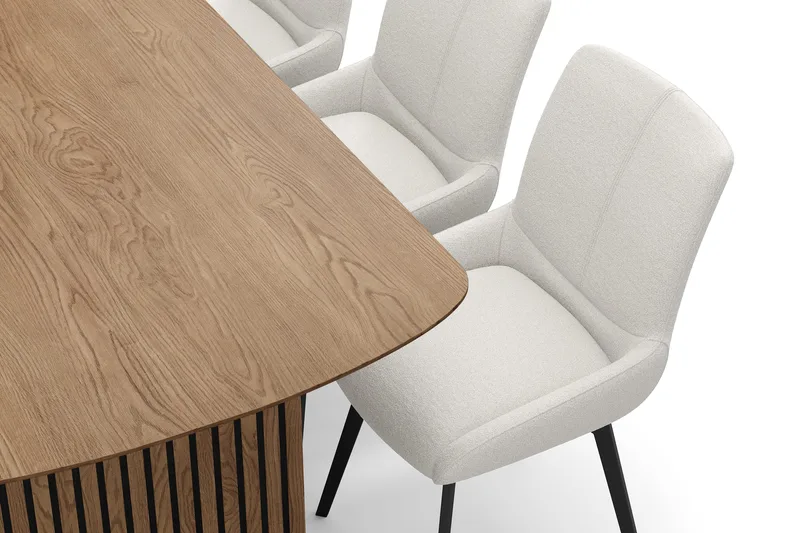 Richeto Matgrupp 180 cm med 6 Mora Snurrstolar - Naturlig finish/Ljusbeige - Möbler - Matplats - Matgrupp & matbord med stolar
