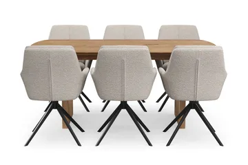Richeto Matgrupp 180 cm med 6 Torsby Snurrstolar - Ek - Möbler - Matplats - Matgrupp & matbord med stolar