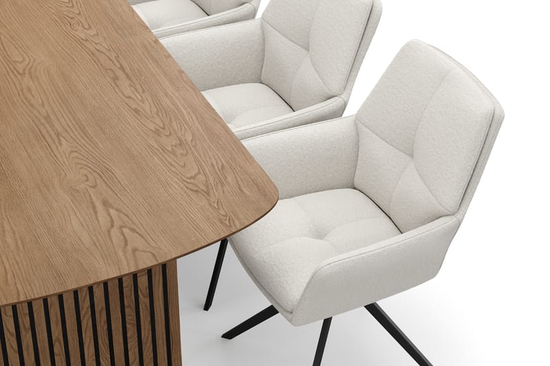 Richeto Matgrupp 180 cm med 6 Torsby Snurrstolar - Naturlig finish/Ljusbeige - Möbler - Matplats - Matgrupp & matbord med stolar