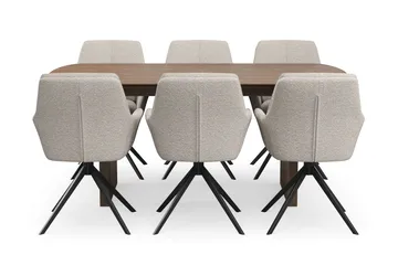 Richeto Matgrupp 180 cm med 6 Torsby Snurrstolar - Rökt ek - Möbler - Matplats - Matgrupp & matbord med stolar