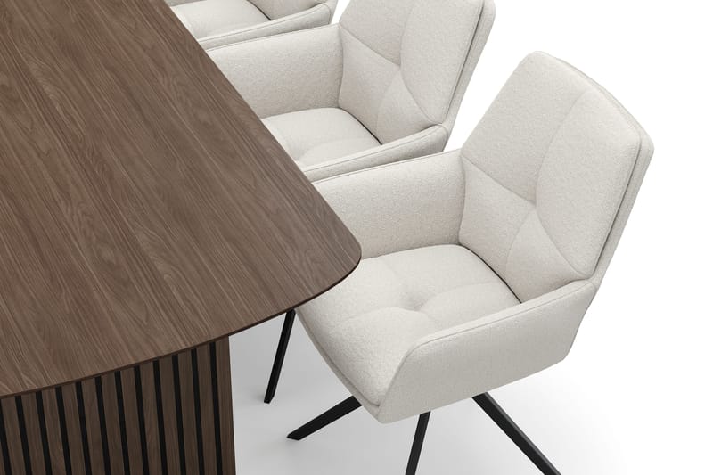 Richeto Matgrupp 180 cm med 6 Torsby Snurrstolar - Rökt ek/Ljusbeige - Möbler - Matplats - Matgrupp & matbord med stolar