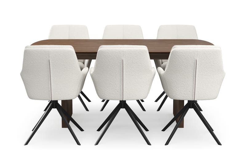 Richeto Matgrupp 180 cm med 6 Torsby Snurrstolar - Rökt ek/Ljusbeige - Möbler - Matplats - Matgrupp & matbord med stolar