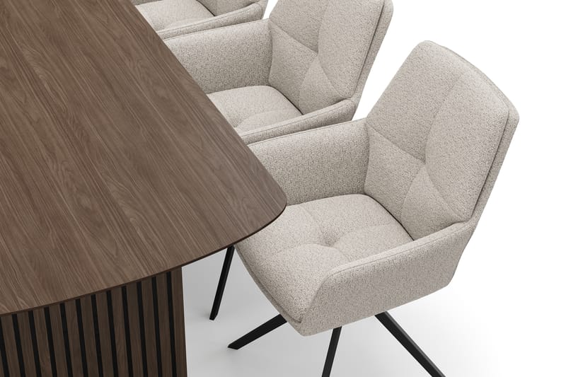 Richeto Matgrupp 180 cm med 6 Torsby Snurrstolar - Rökt ek/Mörkbeige - Möbler - Matplats - Matgrupp & matbord med stolar