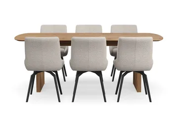 Richeto Matgrupp 210 cm med 6 Mora Snurrstolar - Ek - Möbler - Matplats - Matgrupp & matbord med stolar