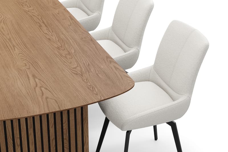 Richeto Matgrupp 210 cm med 6 Mora Snurrstolar - Naturlig finish/Ljusbeige - Möbler - Matplats - Matgrupp & matbord med stolar