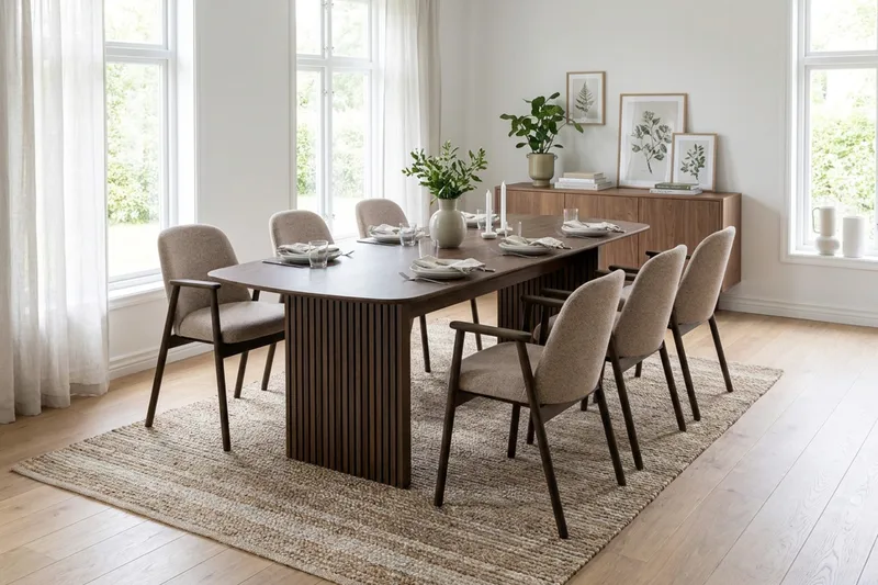 Richeto Matgrupp 210 cm med 6 Reciclar Matstolar - Rökt ek - Möbler - Matplats - Matgrupp & matbord med stolar