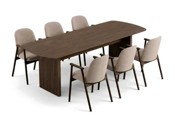 Richeto Matgrupp 210 cm med 6 Reciclar Matstolar - Rökt ek - Möbler - Matplats - Matgrupp & matbord med stolar
