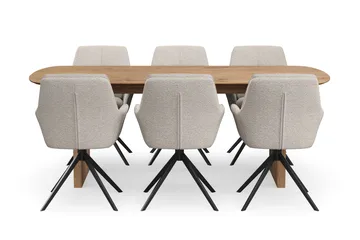 Richeto Matgrupp 210 cm med 6 Torsby Snurrstolar - Ek - Möbler - Matplats - Matgrupp & matbord med stolar