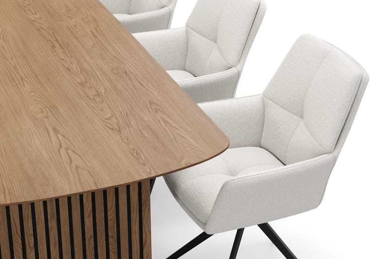 Richeto Matgrupp 210 cm med 6 Torsby Snurrstolar - Naturlig finish/Ljusbeige - Möbler - Matplats - Matgrupp & matbord med stolar