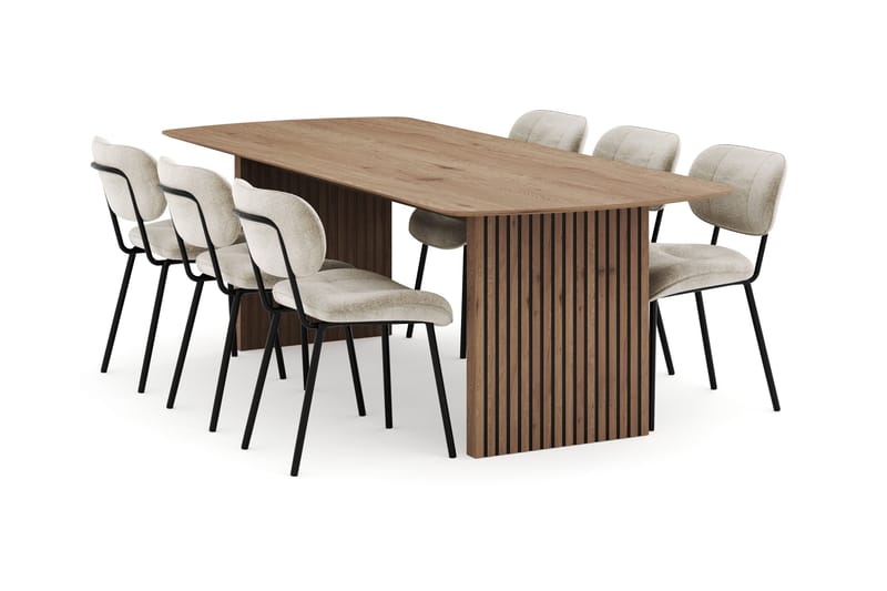 Richeto Matgrupp 240 cm med 6 Cyana Matstolar, Ek