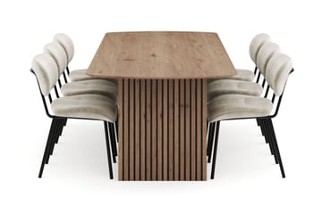 Richeto Matgrupp 240 cm med 6 Cyana Matstolar - Ek - Möbler - Matplats - Matgrupp & matbord med stolar
