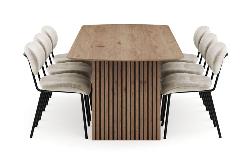 Richeto Matgrupp 240 cm med 6 Cyana Matstolar - Naturlig finish - Möbler - Matplats - Matgrupp & matbord med stolar