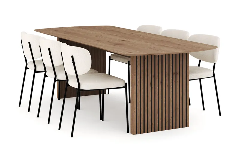 Richeto Matgrupp 240 cm med 6 Gemmiano Matstolar, Ek