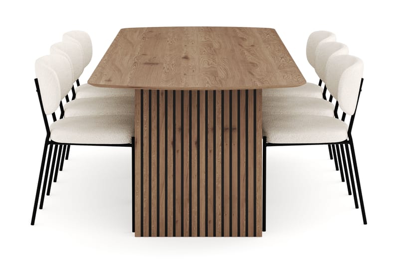 Richeto Matgrupp 240 cm med 6 Gemmiano Matstolar - Naturlig finish - Möbler - Matplats - Matgrupp & matbord med stolar