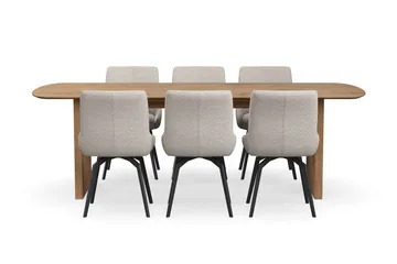 Richeto Matgrupp 240 cm med 6 Mora Snurrstolar - Ek - Möbler - Matplats - Matgrupp & matbord med stolar