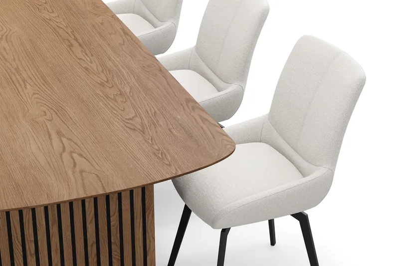 Richeto Matgrupp 240 cm med 6 Mora Snurrstolar - Naturlig finish/Ljusbeige - Möbler - Matplats - Matgrupp & matbord med stolar