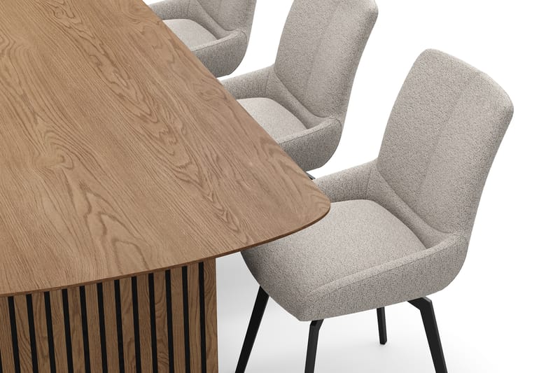 Richeto Matgrupp 240 cm med 6 Mora Snurrstolar - Naturlig finish/Mörkbeige - Möbler - Matplats - Matgrupp & matbord med stolar