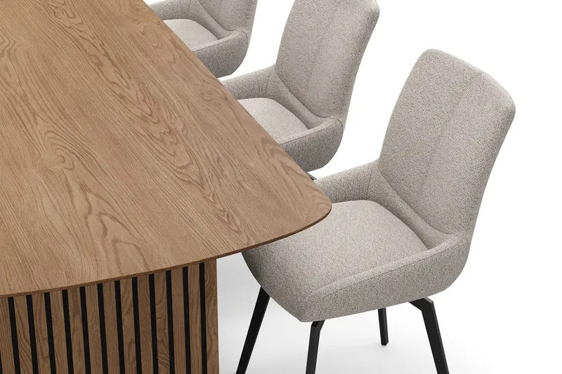 Richeto Matgrupp 240 cm med 6 Mora Snurrstolar - Naturlig finish/Mörkbeige - Möbler - Matplats - Matgrupp & matbord med stolar