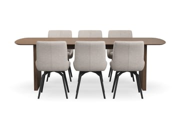 Richeto Matgrupp 240 cm med 6 Mora Snurrstolar - Rökt ek - Möbler - Matplats - Matgrupp & matbord med stolar