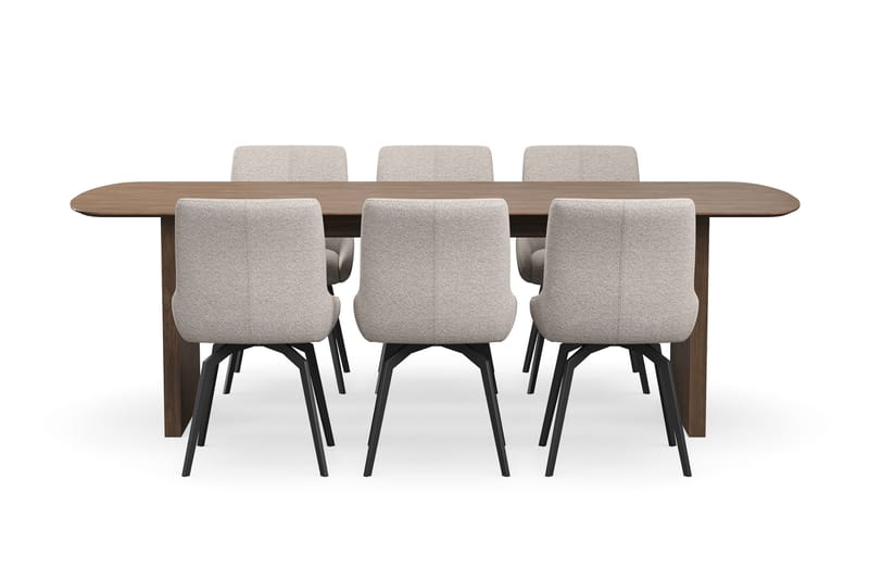 Richeto Matgrupp 240 cm med 6 Mora Snurrstolar - Rökt ek - Möbler - Matplats - Matgrupp & matbord med stolar