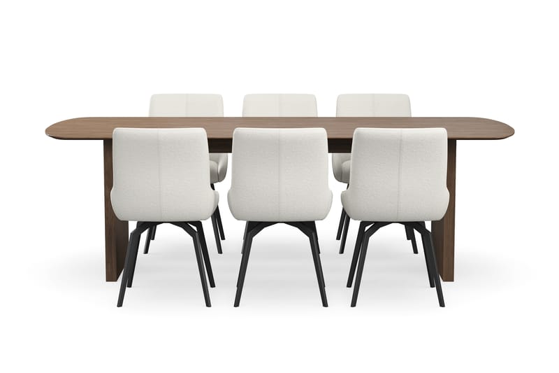 Richeto Matgrupp 240 cm med 6 Mora Snurrstolar - Rökt ek/Ljusbeige - Möbler - Matplats - Matgrupp & matbord med stolar