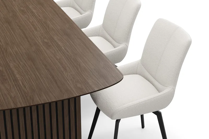 Richeto Matgrupp 240 cm med 6 Mora Snurrstolar - Rökt ek/Ljusbeige - Möbler - Matplats - Matgrupp & matbord med stolar