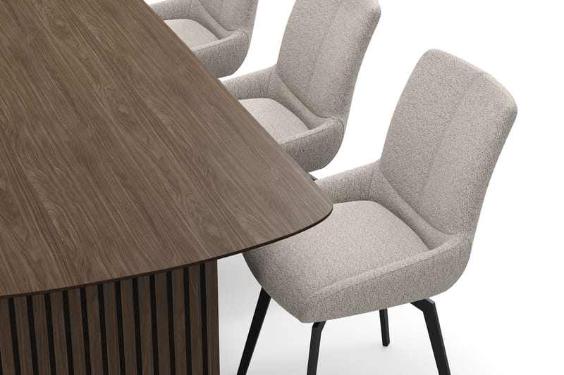 Richeto Matgrupp 240 cm med 6 Mora Snurrstolar - Rökt ek/Mörkbeige - Möbler - Matplats - Matgrupp & matbord med stolar