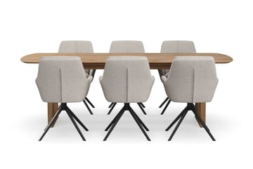 Richeto Matgrupp 240 cm med 6 Torsby Snurrstolar - Ek - Möbler - Matplats - Matgrupp & matbord med stolar