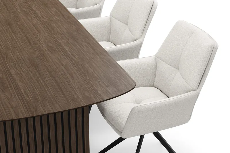 Richeto Matgrupp 240 cm med 6 Torsby Snurrstolar - Rökt ek/Ljusbeige - Möbler - Matplats - Matgrupp & matbord med stolar