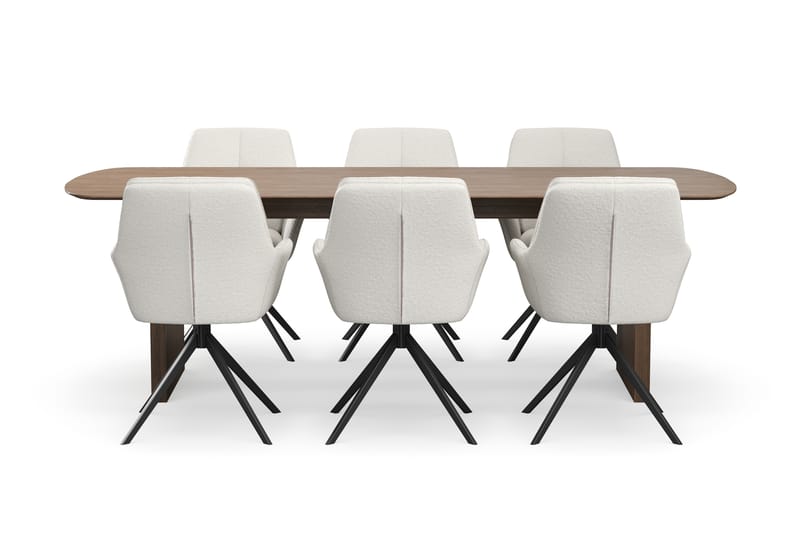 Richeto Matgrupp 240 cm med 6 Torsby Snurrstolar - Rökt ek/Ljusbeige - Möbler - Matplats - Matgrupp & matbord med stolar