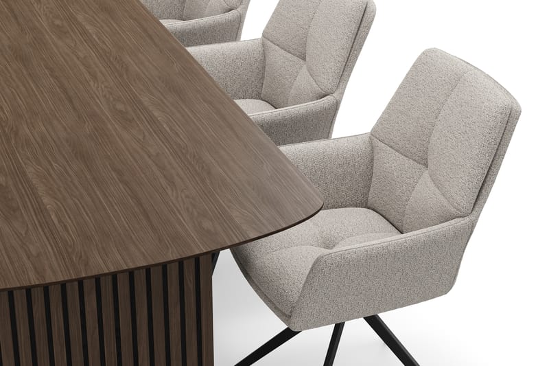 Richeto Matgrupp 240 cm med 6 Torsby Snurrstolar - Rökt ek/Mörkbeige - Möbler - Matplats - Matgrupp & matbord med stolar