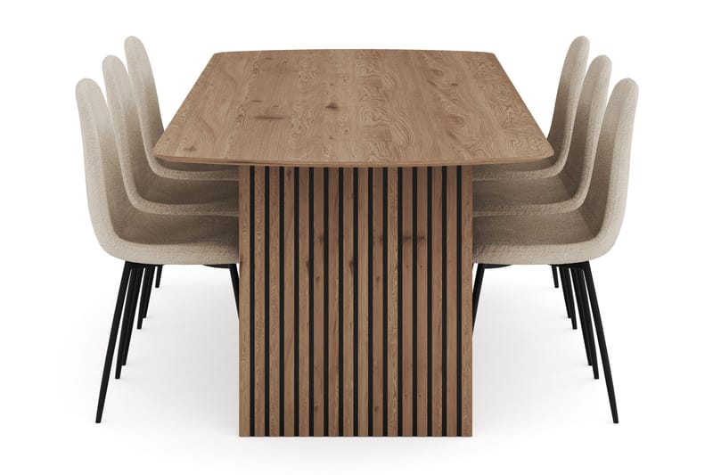 Richeto Matgrupp 240 cm med 6 Polar Matstolar - Naturlig finish - Möbler - Matplats - Matgrupp & matbord med stolar