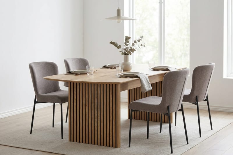 Richeto Matgrupp Ek 180 cm med 6 Elsie Matstolar - Ek/Grå - Möbler - Matplats - Matgrupp & matbord med stolar