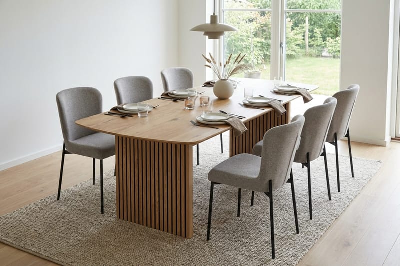 Richeto Matgrupp Ek 210 cm med 6 Elsie Matstolar - Ek/Ljusgrå - Möbler - Matplats - Matgrupp & matbord med stolar