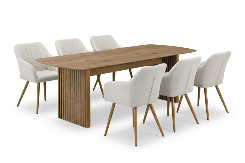 Richeto Matgrupp Ek 240 cm med 6 Filippa Matstolar, Ek