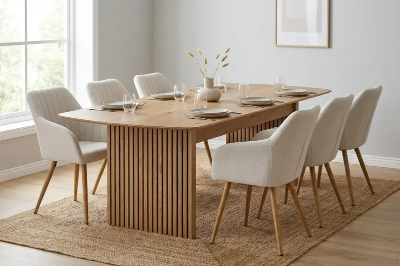 Richeto Matgrupp Ek 240 cm med 6 Filippa Matstolar - Ek/Vit - Möbler - Matplats - Matgrupp & matbord med stolar