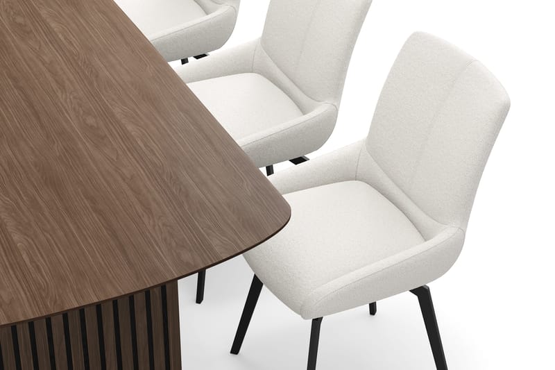 Richeto Matgrupp Rökt Ek 210 cm med 6 Mora Snurrstolar - Rökt ek/Ljusbeige - Möbler - Matplats - Matgrupp & matbord med stolar