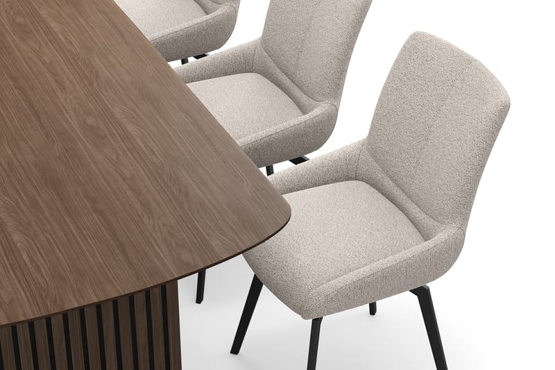 Richeto Matgrupp Rökt Ek 210 cm med 6 Mora Snurrstolar - Rökt ek/Mörkbeige - Möbler - Matplats - Matgrupp & matbord med stolar