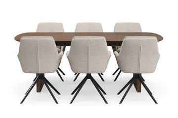Richeto Matgrupp Rökt Ek 210 cm med 6 Torsby Snurrstolar - Rökt ek - Möbler - Matplats - Matgrupp & matbord med stolar