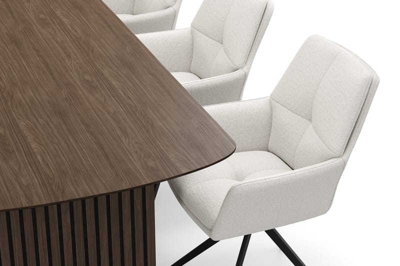 Richeto Matgrupp Rökt Ek 210 cm med 6 Torsby Snurrstolar - Rökt ek/Ljusbeige - Möbler - Matplats - Matgrupp & matbord med stolar