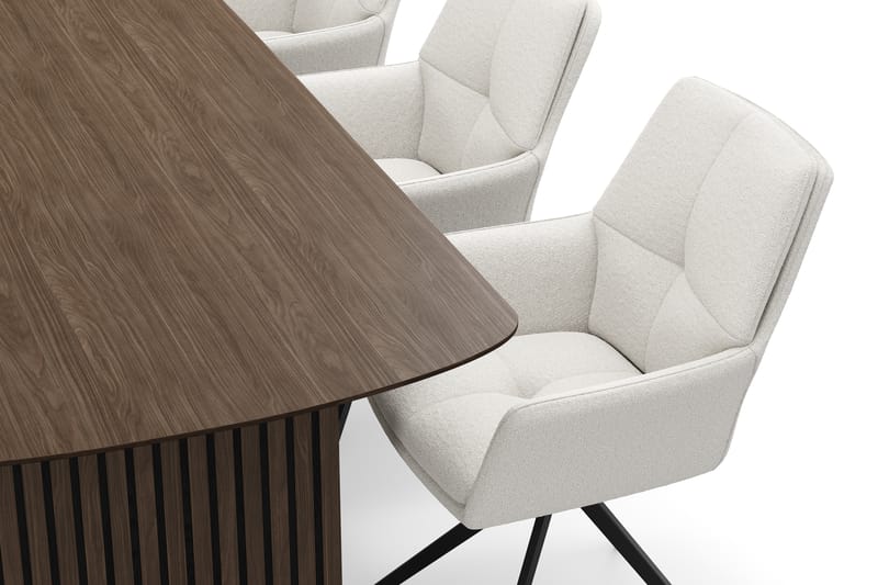 Richeto Matgrupp Rökt Ek 210 cm med 6 Torsby Snurrstolar - Rökt ek/Ljusbeige - Möbler - Matplats - Matgrupp & matbord med stolar
