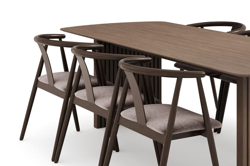 Richeto Matgrupp Rökt Ek 240 cm med 6 Cytie Karmstolar - Rökt ek - Möbler - Matplats - Matgrupp & matbord med stolar
