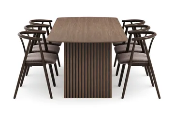 Richeto Matgrupp Rökt Ek 240 cm med 6 Cytie Karmstolar - Rökt ek - Möbler - Matplats - Matgrupp & matbord med stolar