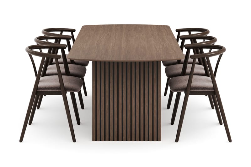 Richeto Matgrupp Rökt Ek 240 cm med 6 Cytie Karmstolar - Rökt ek - Möbler - Matplats - Matgrupp & matbord med stolar